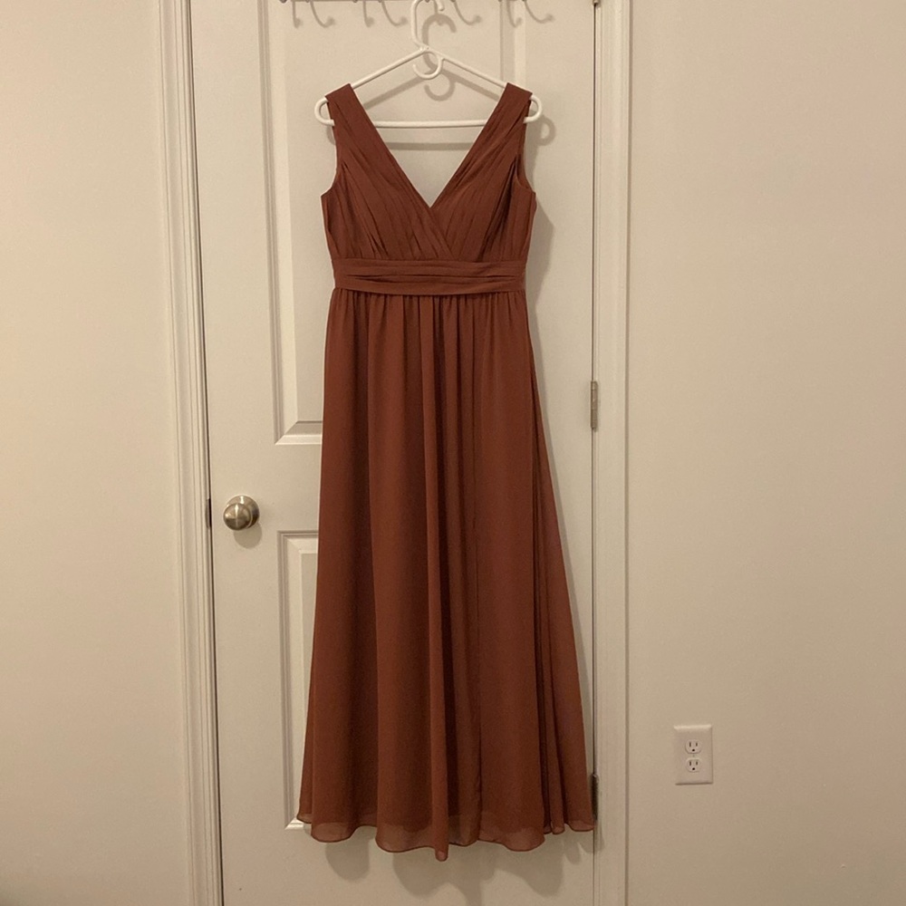Revelry Kiera Chiffon Bridesmaid Dress, Rosewood 947, Size 8, Petite — BRAND NEW